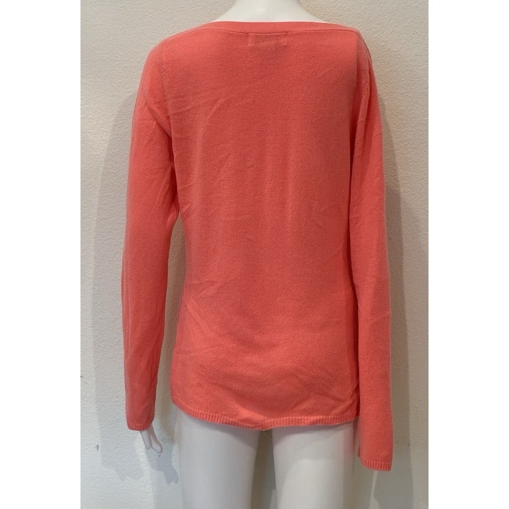 Peck & Peck 100% Cashmere‎ Sweater Womens M Coral Boat Neck Quiet Luxury Capsule - Picture 3 of 7